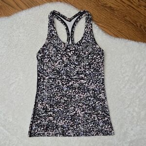 Lululemon Pink/Black Floral Athletic Tank Top, Great Condition